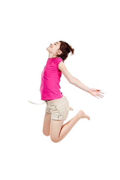 istock Girl jumping isolated on white background 139735862
