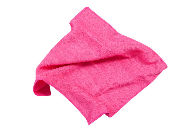 istock Pink folded napkin top view isolated on white background 1397358829