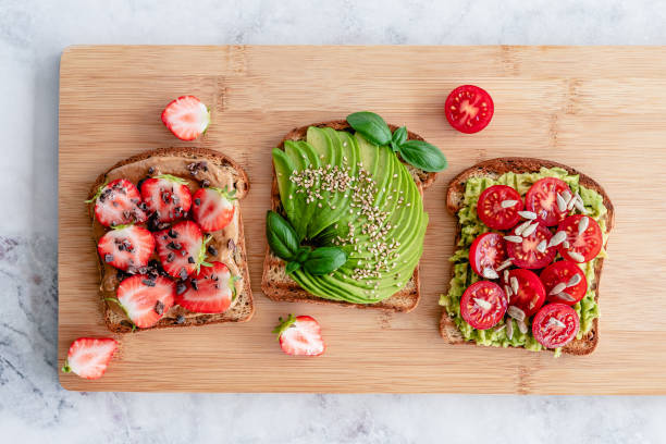 istock Three toasts on a wooden board 1397360209