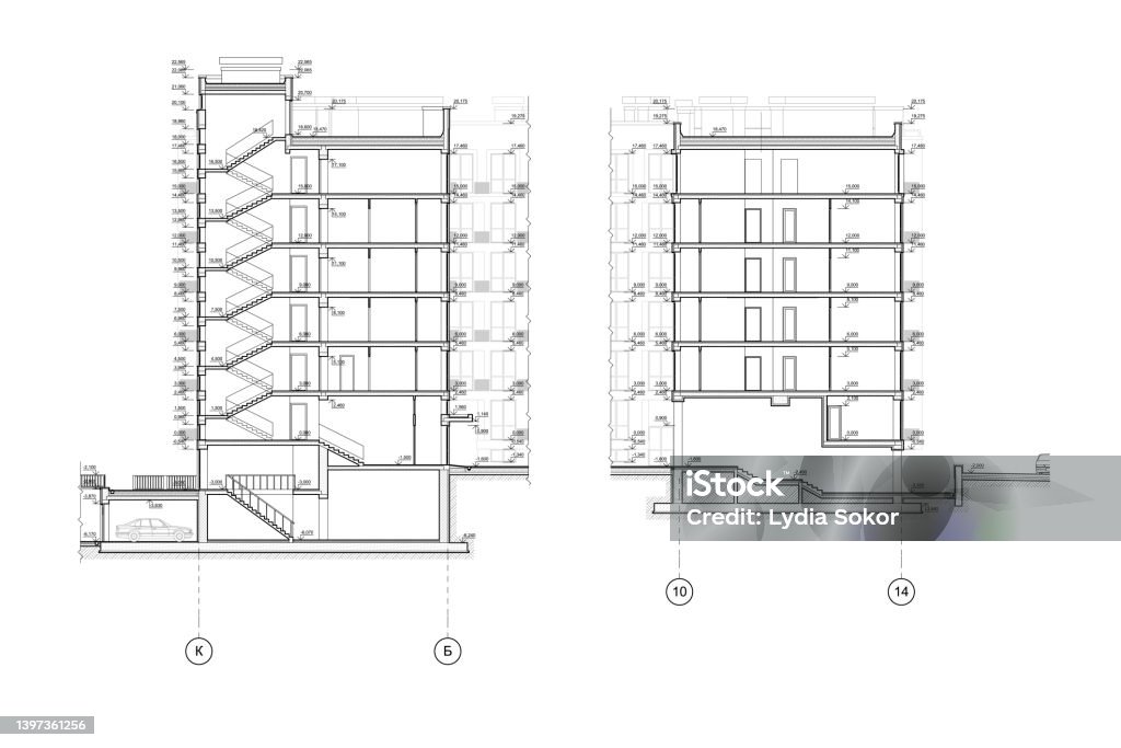 Building Cross Section Vector Multistory Building Cross Section Stock Illustration - Download Image ...
