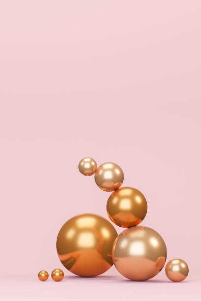 istock Golden spheres on pink background 1397362209