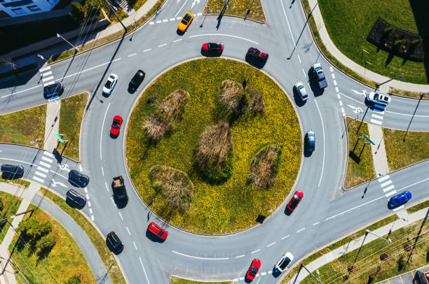 istock Morning Traffic in Roundabout 1397362365