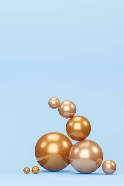 istock Golden spheres on blue background 1397362723