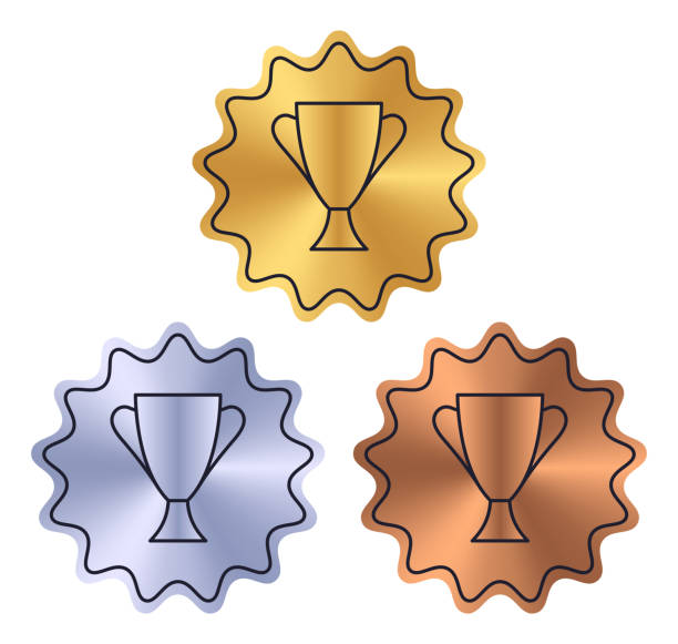 ilustrações, clipart, desenhos animados e ícones de ouro prata bronze prêmio design elemento ícone símbolo - medal winners podium second place first place