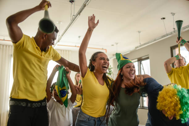istock Brazil fans celebrating goal 1397365011