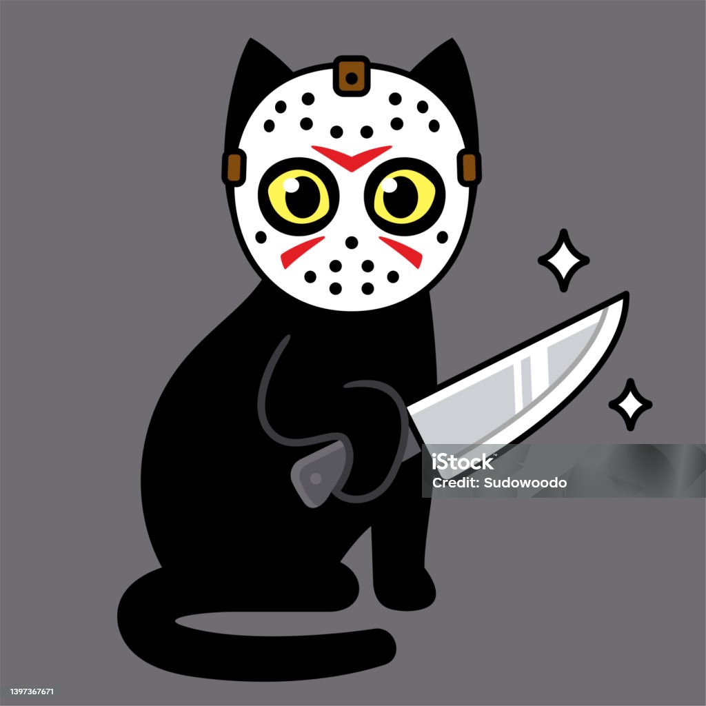 Funny Friday 13 Cute Cartoon Black Cat Stock Illustration ...