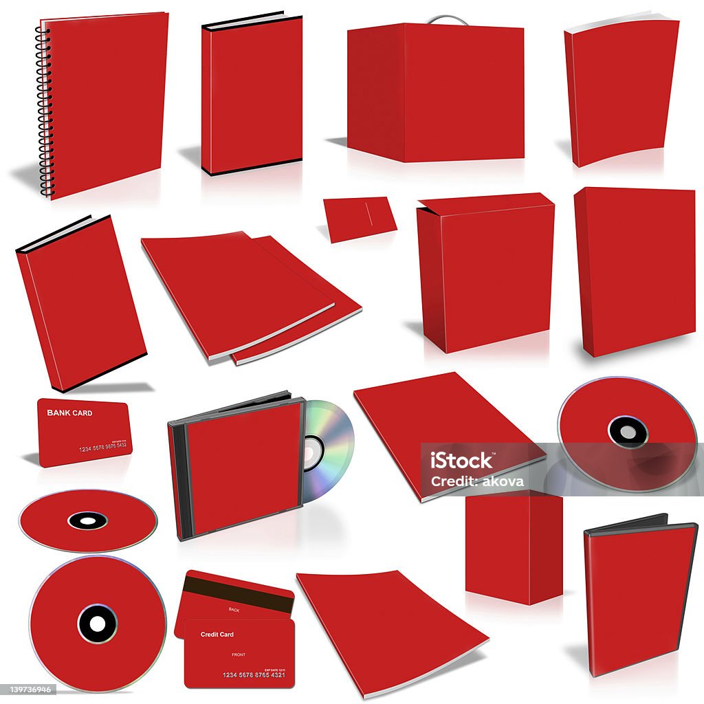 Czerwone 3d kolekcja pusty okładka - Zbiór zdjęć royalty-free (Bez ludzi)
