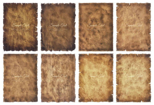 vector collection set altes pergamentpapier bogen vintage gealtert oder textur isoliert auf weißem hintergrund - backgrounds history textile torn stock-grafiken, -clipart, -cartoons und -symbole