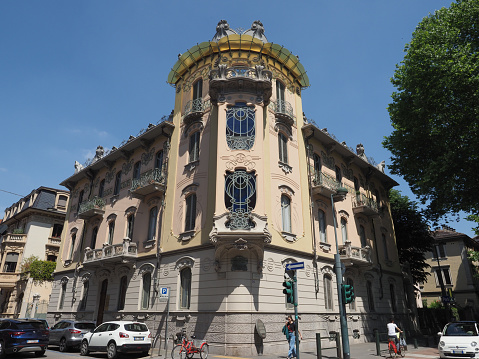 Turin, Italy - Circa May 2022: Casa Fleur aka Casa Fenoglio liberty house