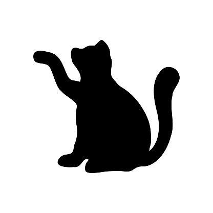 Black cat silhouette isolated on white. Vector illustration