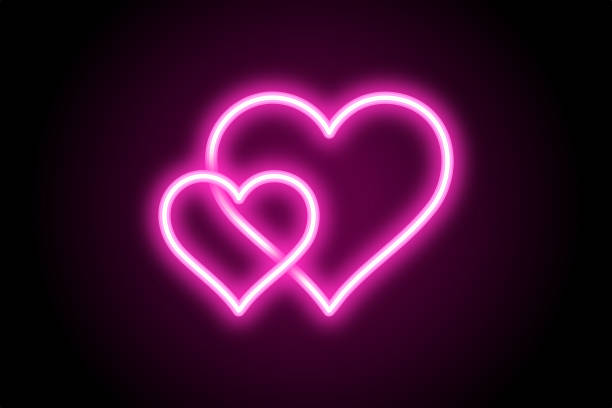 istock Red pink love hearts neon sign 1397375655