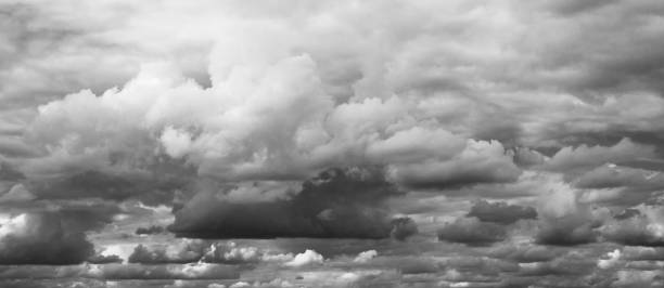 istock Beautiful grey clouds background. Majestic grey clouds panorama over horizon. 1397376936