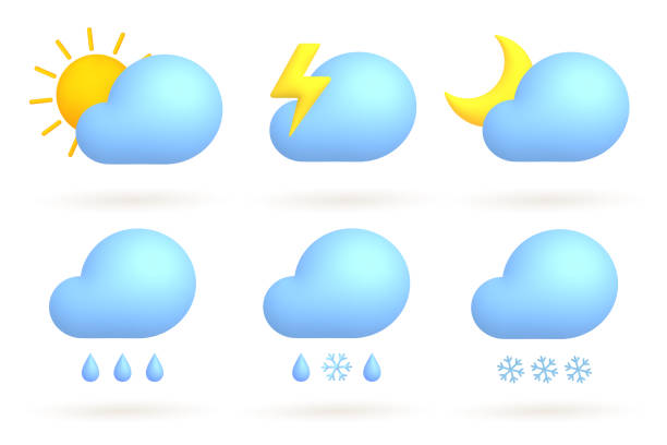 istock 3d cartoon weather icons set. Sun, moon, lightning; clouds, rain, snow. 1397377512