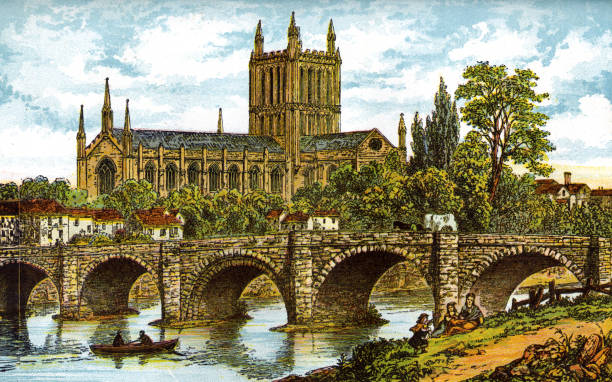 istock Hereford cathedral, Herefordshire England 19th century illustration 1397379639