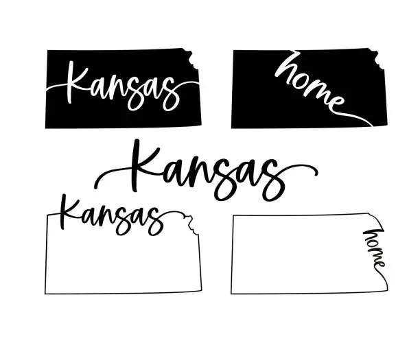 Vector illustration of Stylized map of the U.S. Kansas State vector illustration