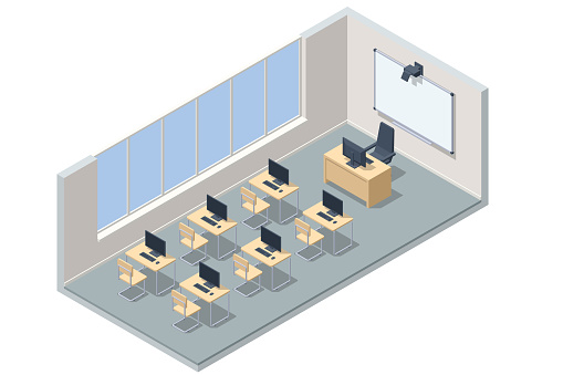 Computer Lab 2023 Shape Isometric Computer Lab Computer Education In Classroom Computer ...