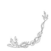 istock Corner pattern of corals and seashells drawn in one line 1397387595