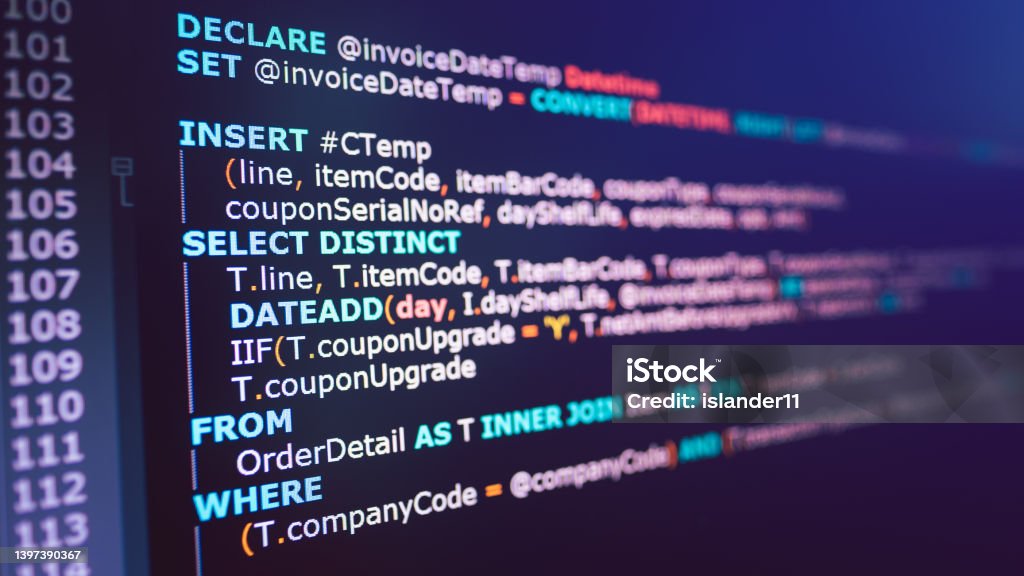 Sql Code On Computer Monitor Example Of Sql Code To Query Data From A ...