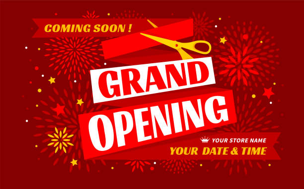 торжественное открытие надписи - business opening beginnings ribbon cutting stock illustrations