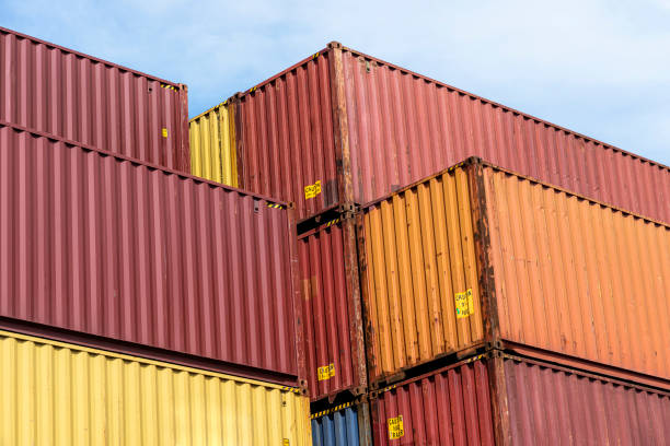istock A stack of containers standing on top of each other in the loading yard by the wharf. 1397391667