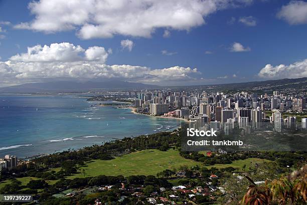 Honolulu Hawaii Skyline From Diamond Head Crater Stock Photo - Download Image Now - Bay of Water, Beach, Beauty In Nature