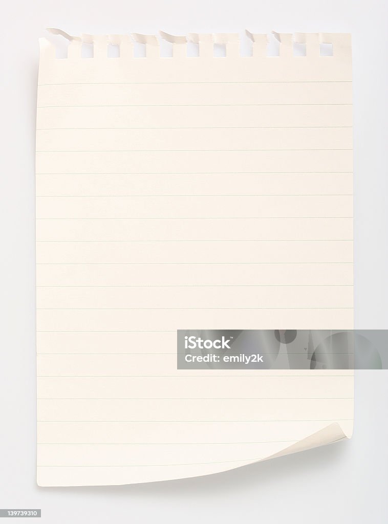 Gefütterte Notebook Paper (with clipping path - Lizenzfrei Brief - Dokument Stock-Foto
