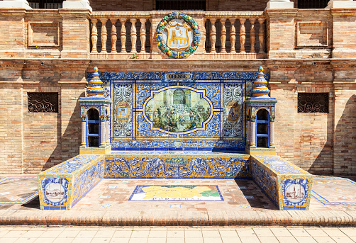 Colorful mosaic of Antoni Gaudì in Park Guell Barcelona Spain