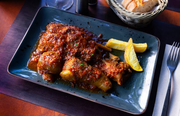istock Pork knuckle with pears and spicy sauce 1397394116