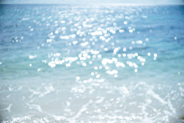 Sparkling Blue Sea and Sand Beach Nagamahama Beach, Kurima Island, Miyako Island, Okinawa Prefecture Japan stock photo