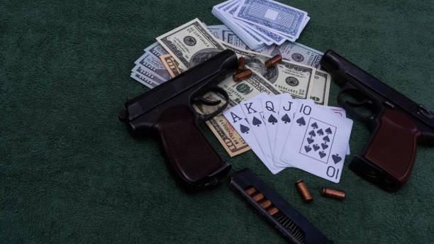 istock Dangerous gambling for money with a place for text. 1397395697
