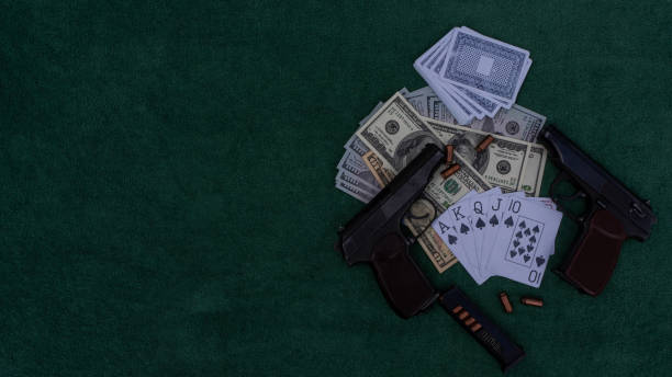 istock Dangerous gambling for money with a place for text. 1397395716