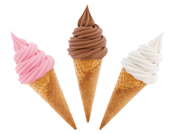 소프트 아이스크림 안전구역 표시 콘 (경로) - ice cream cone 뉴스 사진 이미지