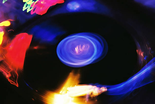 Record spinning in the club stock photo