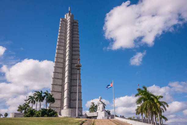 Havana, Cuba - January 19, 2016: Monolith and monument to Jose Marti in the Revolution square in the urban center of the city