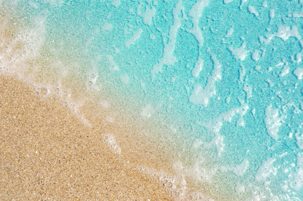 istock Soft blue ocean wave on clean sandy beach. Background with copy space. Selective focus. Travel concept 1397401319