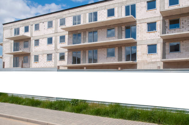 istock Blank white advertising banner on the construction cite fence 1397401334