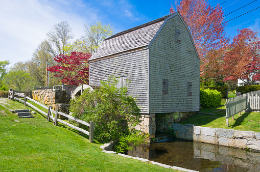 The old Dexter Gristmill in Sandwich, Massachusetts served the community from 1636 until 1888 making it one of the longest running businesses in this countries' history.  It continues to grind corn during the summer months.