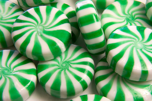 Some green and white peppermints
