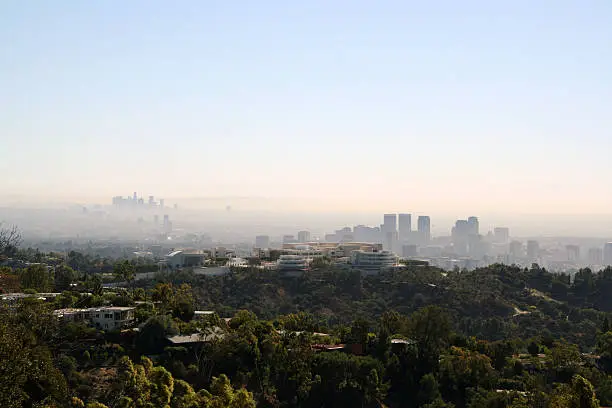 Los Angeles skyline on a hazy day