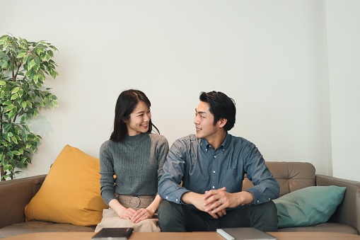 Portrait of Asian Young couple at home