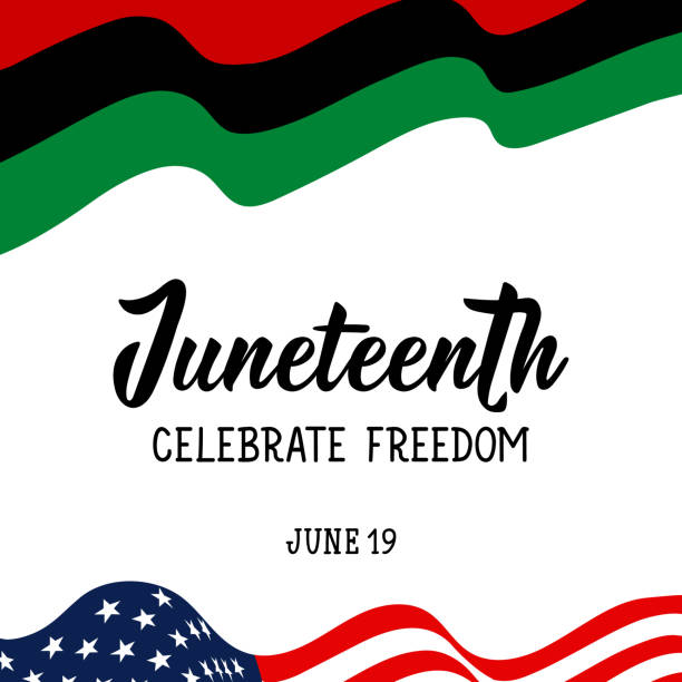 ilustrações, clipart, desenhos animados e ícones de cartão juneteenth. ilustrações de feriados vetoriais em fundo branco. juneteenth celebra a liberdade, 19 de junho - freedom square