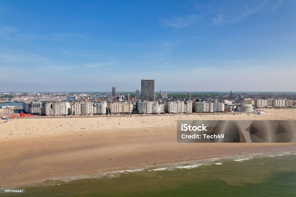 Ostend Drone photos from the largest coastal city in Belgium Ostend Stock Photo