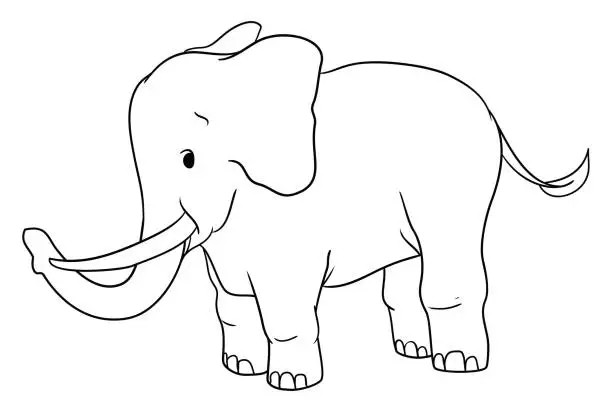 Vector illustration of Cute elephant in outlines to color it