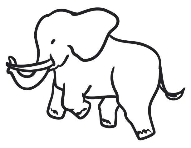 Vector illustration of Cute elephant design in outlines to coloring