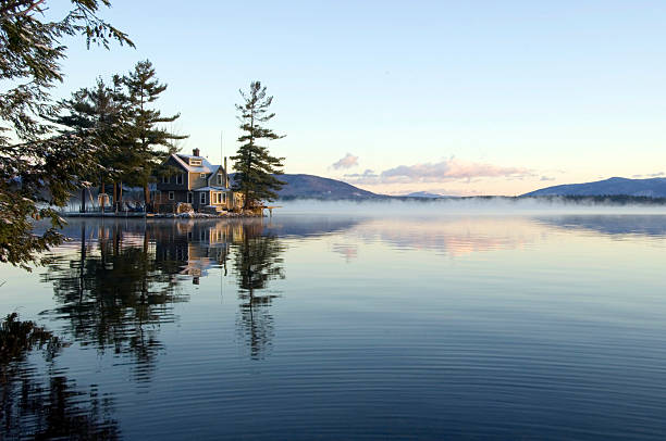 Mystical Morning Lake stock photo