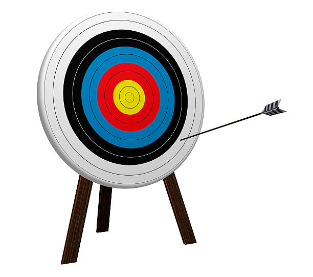 istock Target board on stand with arrow that has missed its mark 139741251