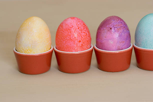 Four Easter Eggs in a Row stock photo