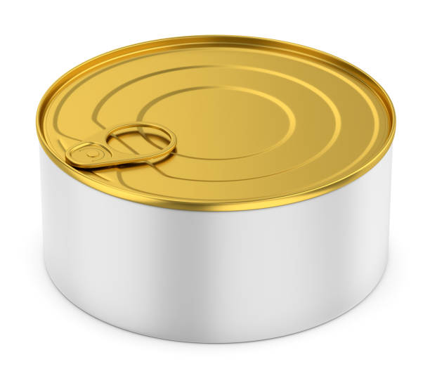 istock Metallic canned round with open key, metal jar isolated on white 1397416006