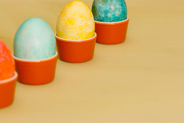 Four Easter Eggs in a Row stock photo