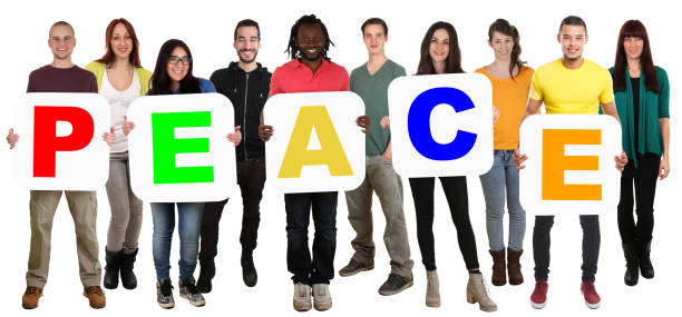 istock Peace peaceful pacifist group of young multi ethnic people 1397417310